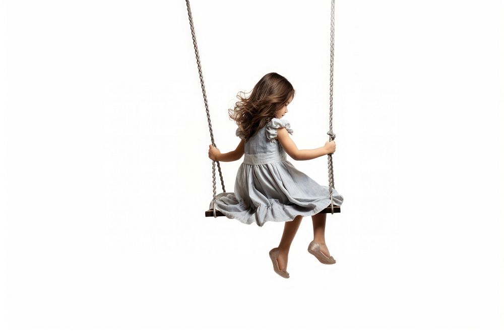 Swing child sitting white background. AI generated Image by rawpixel.