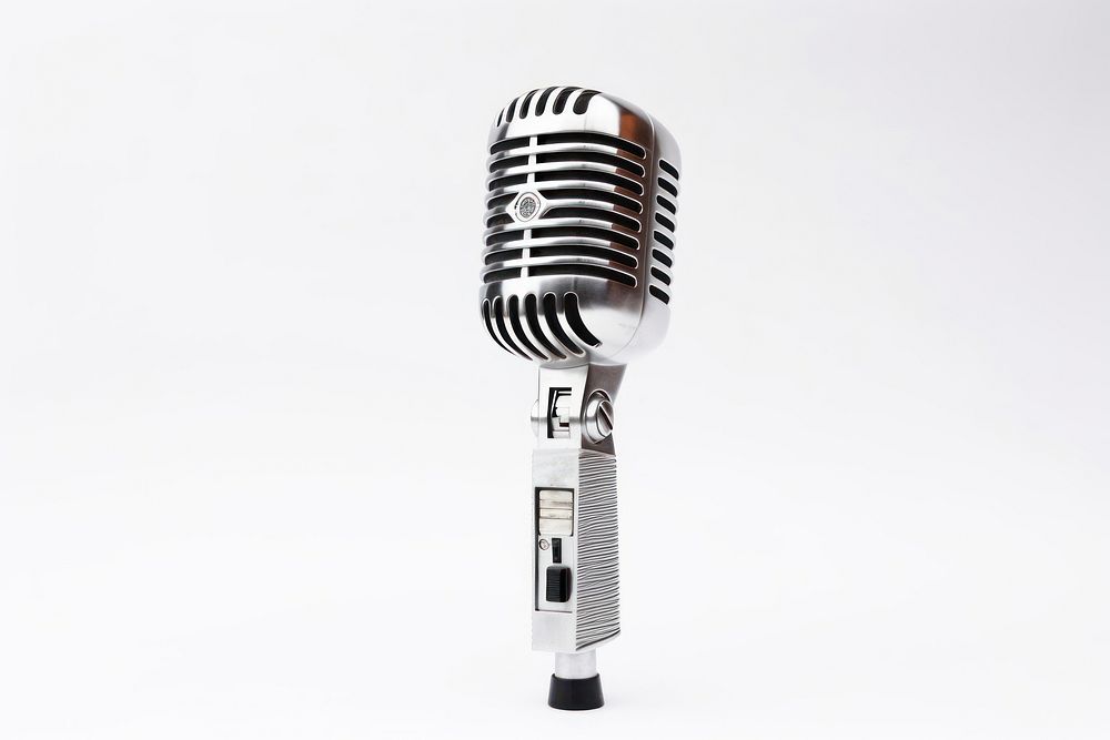 Classical retro microphone white background performance technology. AI generated Image by rawpixel.