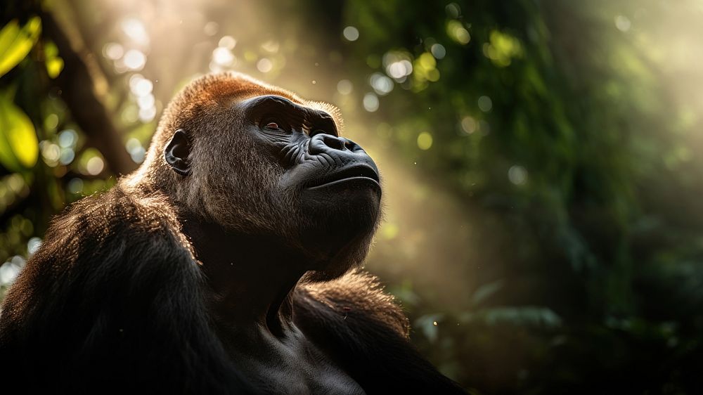 Wildlife gorilla monkey mammal. AI generated Image by rawpixel.