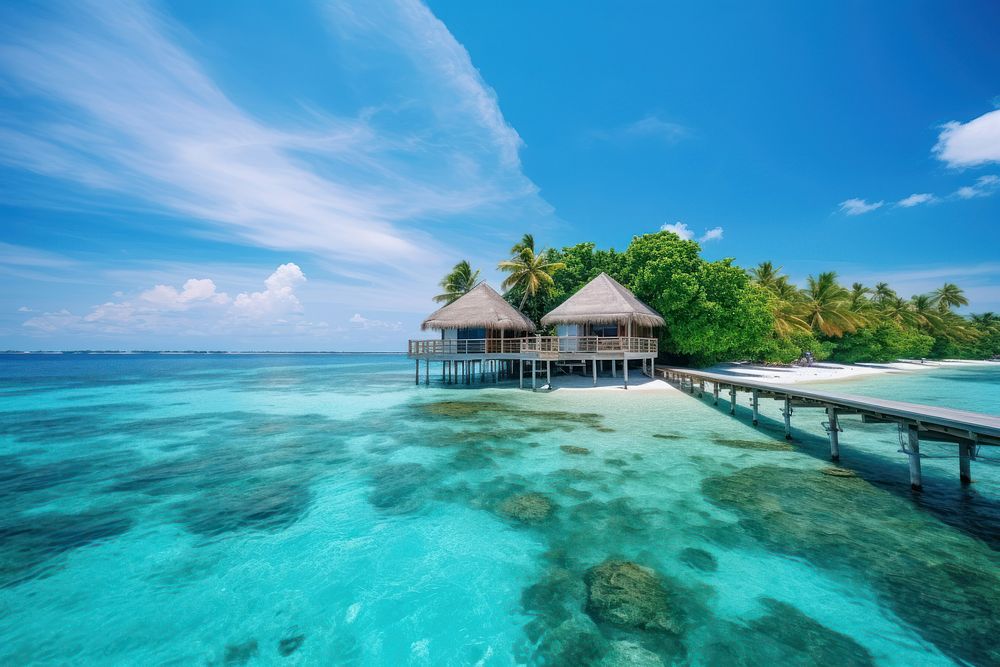 Maldives land sea landscape. AI generated Image by rawpixel.