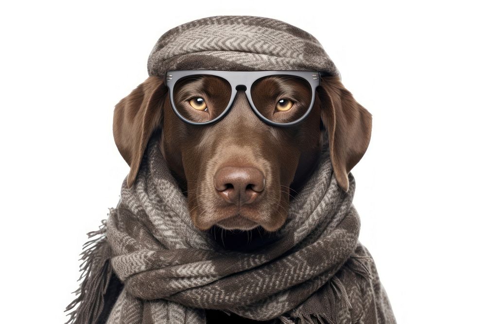 Stting dog portrait glasses mammal. AI generated Image by rawpixel.