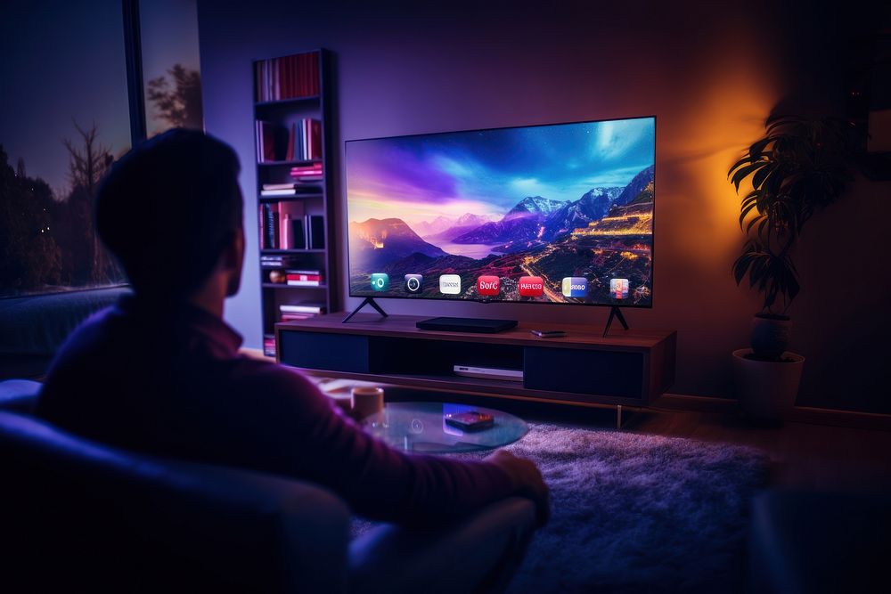 photo of smart tv in living room. AI generated Image by rawpixel.