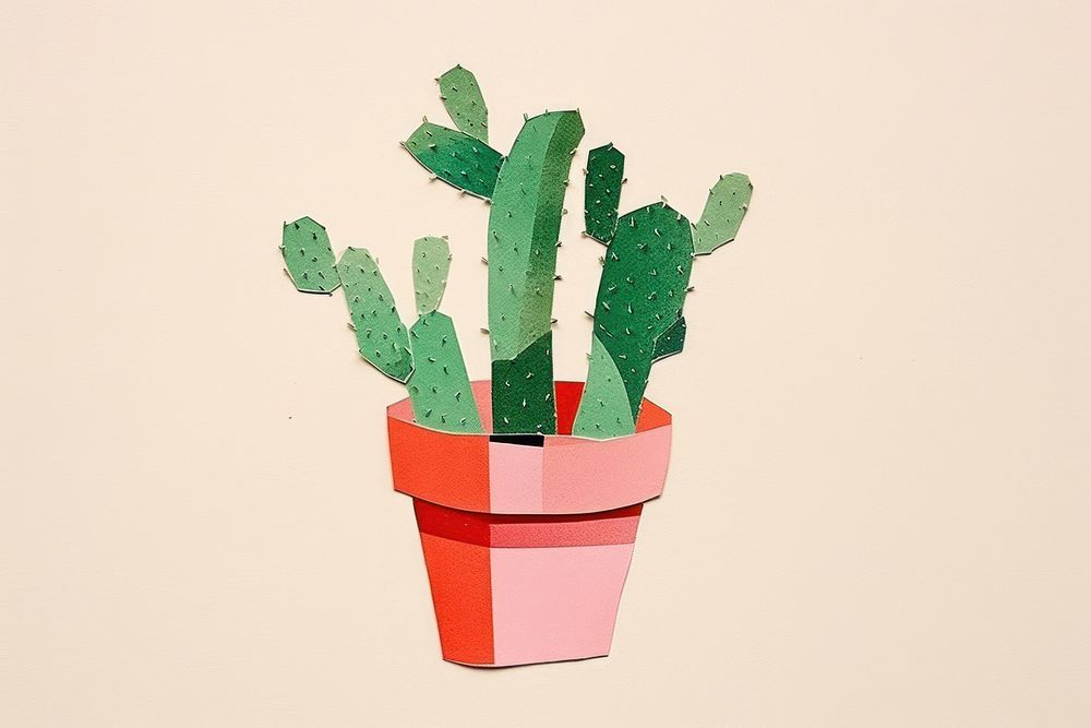 Potted cactus plant art creativity. AI generated Image by rawpixel.