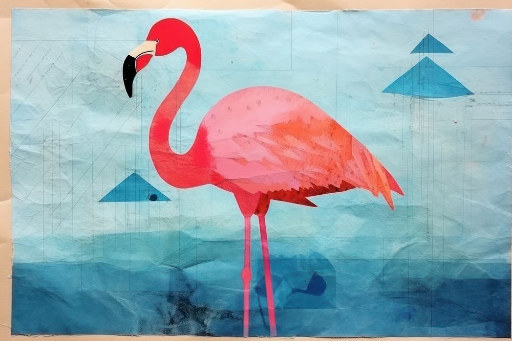 Flamingo animal bird art. AI generated Image by rawpixel.