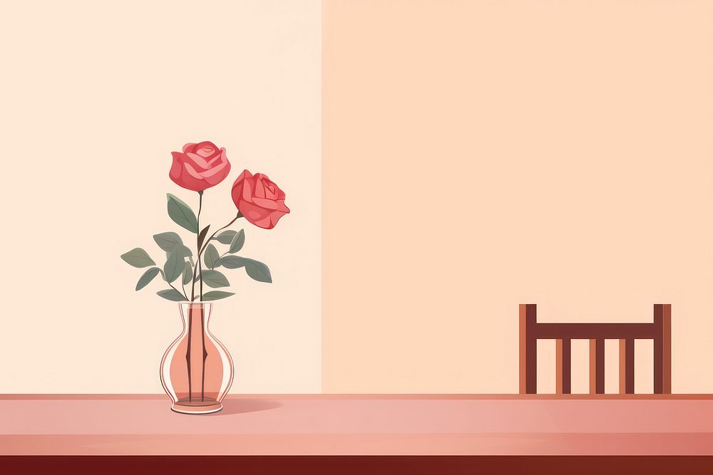 Dining table vase rose flower. AI generated Image by rawpixel.