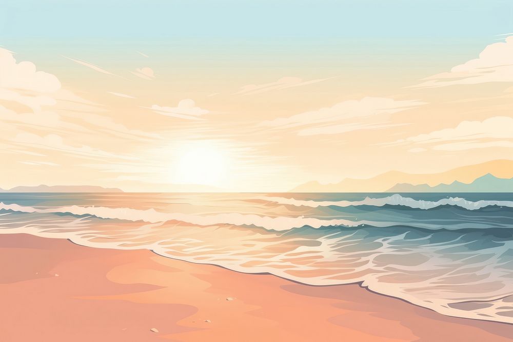 Beach landscape outdoors horizon. AI generated Image by rawpixel.