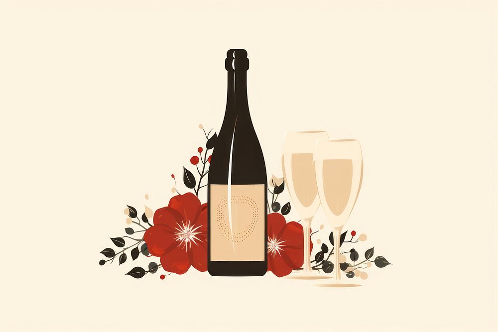 Happy new year bottle drink wine. AI generated Image by rawpixel.