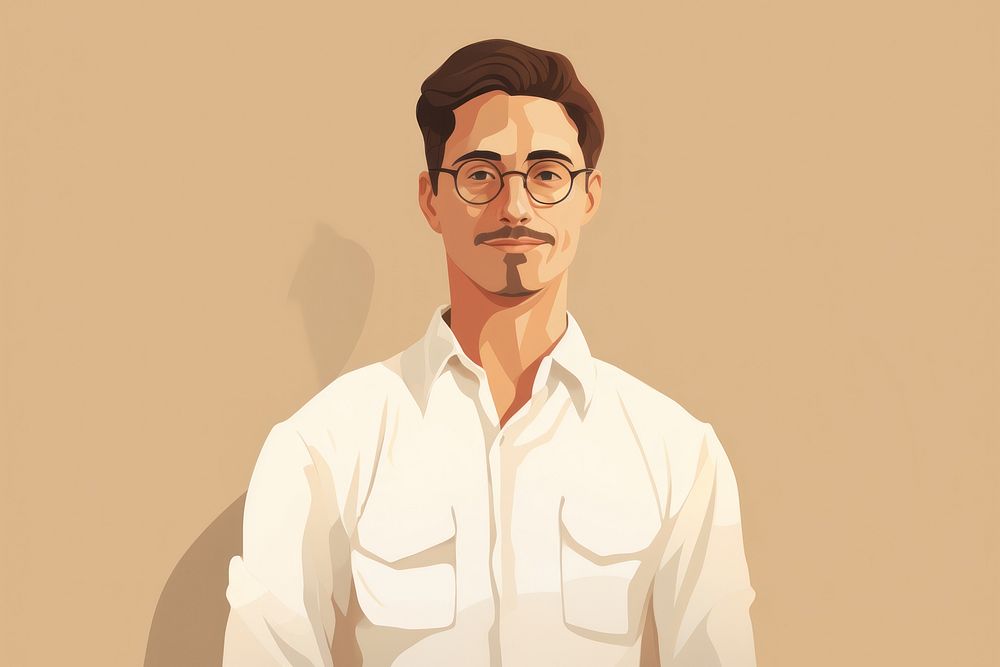 Teacher portrait glasses shirt. AI generated Image by rawpixel.