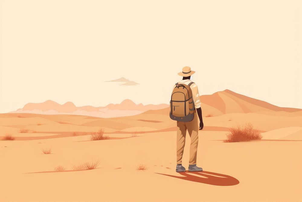 Traveler outdoors desert nature. AI generated Image by rawpixel.