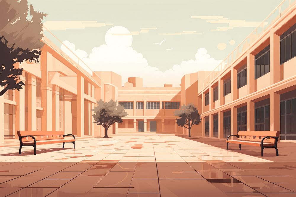 Unversity architecture building street. AI generated Image by rawpixel.