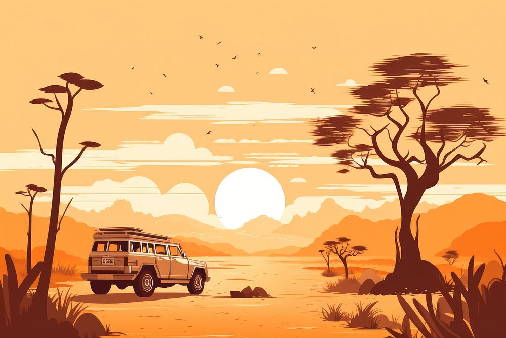 Safari outdoors vehicle nature. AI generated Image by rawpixel.