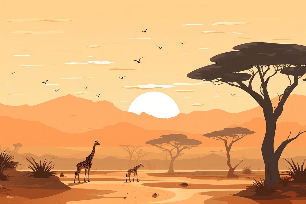 Safari landscape wildlife outdoors. AI generated Image by rawpixel.