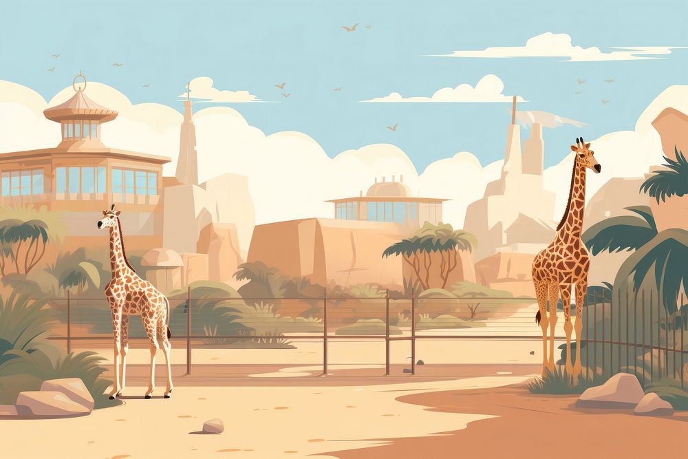 ZOO wildlife outdoors giraffe. AI generated Image by rawpixel.