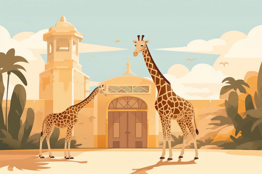 ZOO wildlife giraffe animal. AI generated Image by rawpixel.