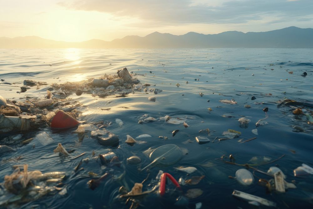 Waste ocean pollution outdoors. AI generated Image by rawpixel.