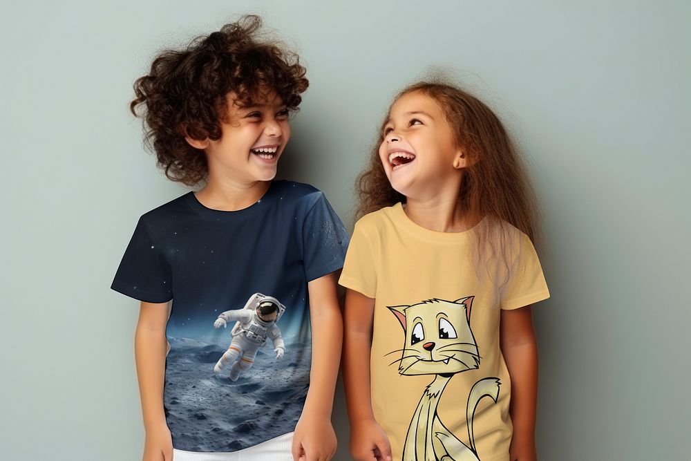 Children's t-shirt mockup, fashion apparel psd