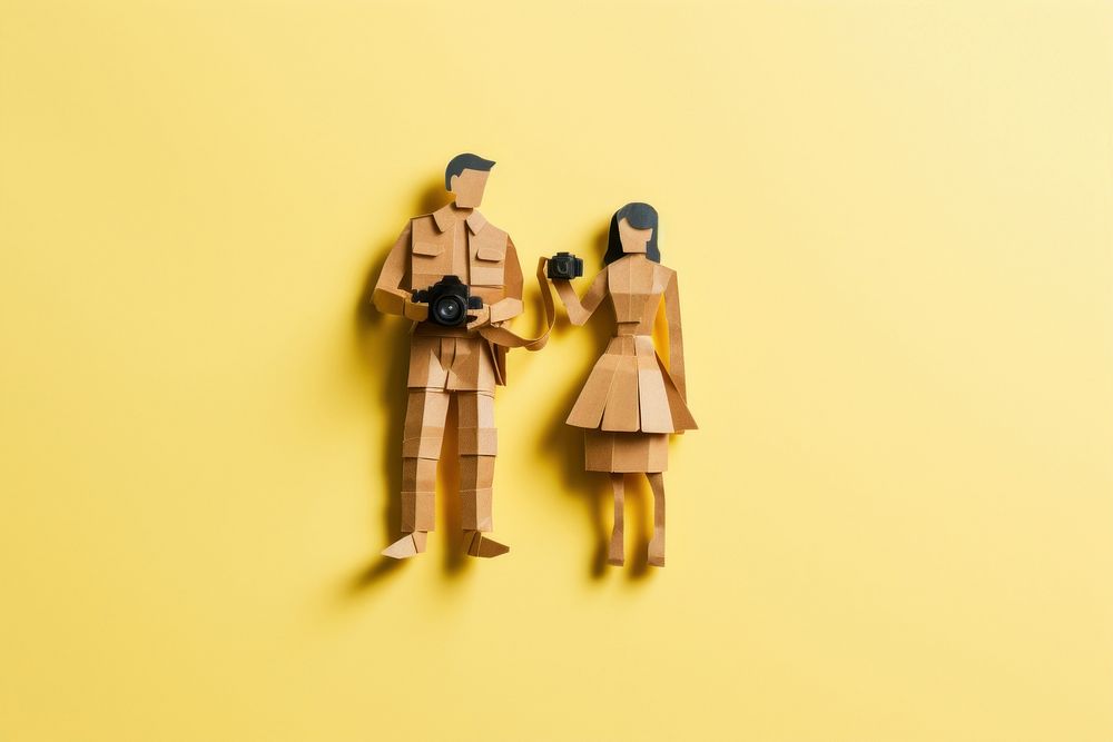 A couple using camera toy togetherness figurine. AI generated Image by rawpixel.