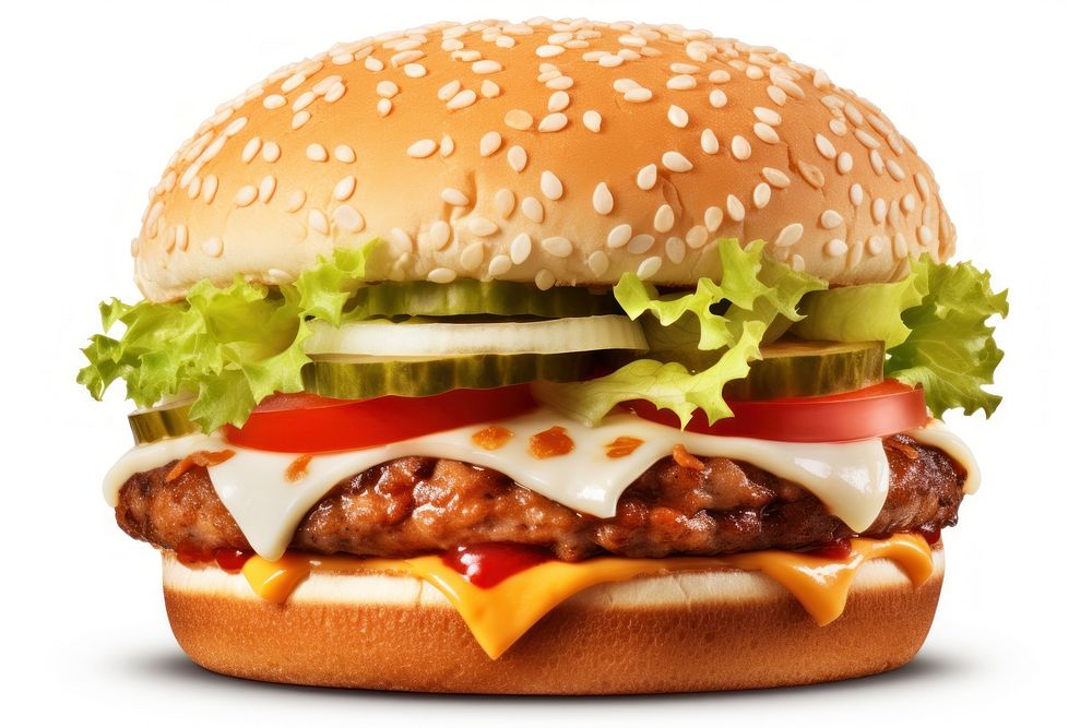 Beef burger food white background hamburger. AI generated Image by rawpixel.