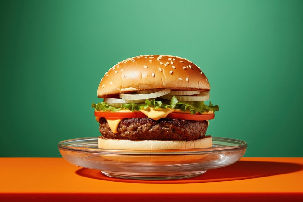 Burger food hamburger vegetable. AI generated Image by rawpixel.