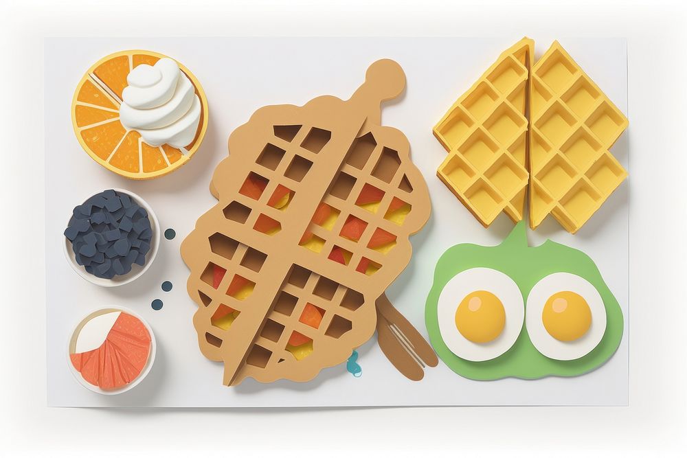 Waffle breakfast food confectionery blueberry. AI generated Image by rawpixel.