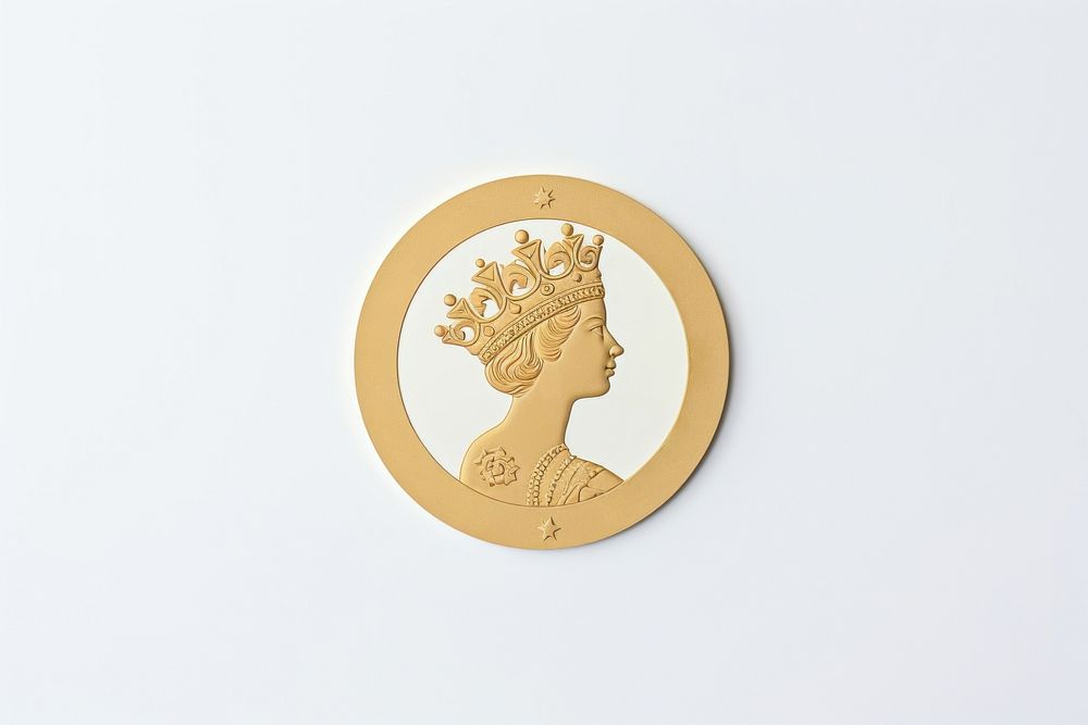Gold coin craft money white background. AI generated Image by rawpixel.