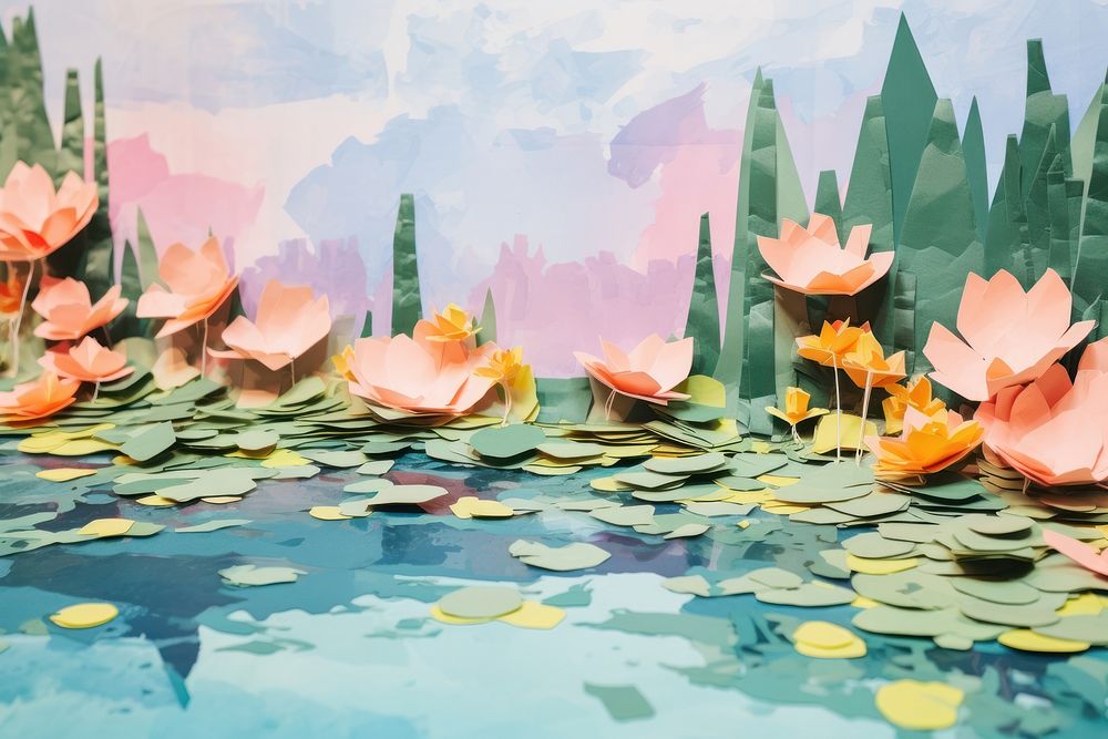 Monet paintings backdrop outdoors nature flower. AI generated Image by rawpixel.