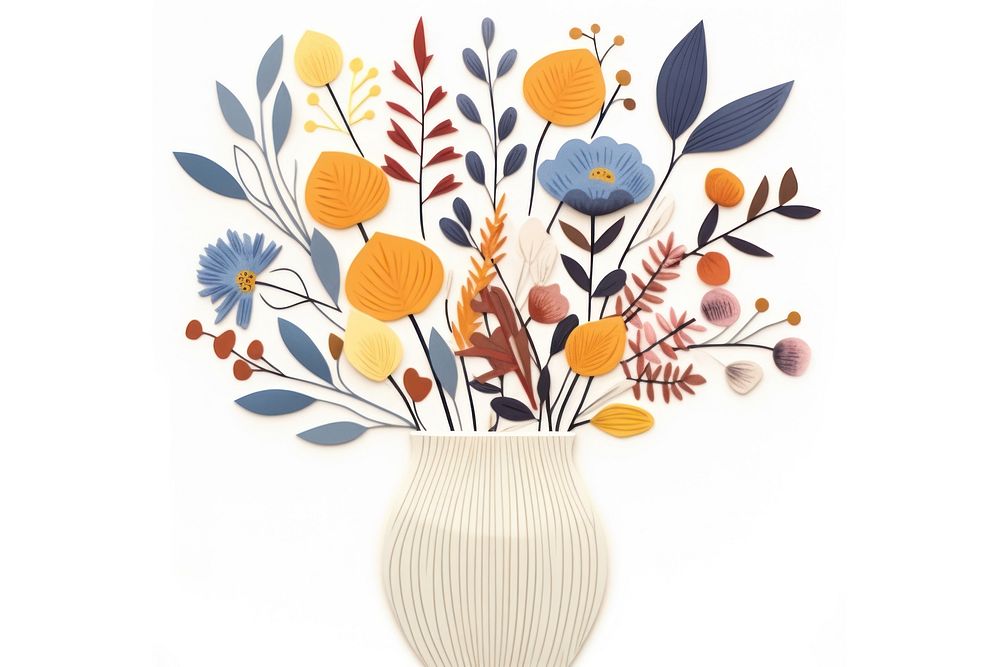 Style vase dried flowers painting pattern plant. AI generated Image by rawpixel.