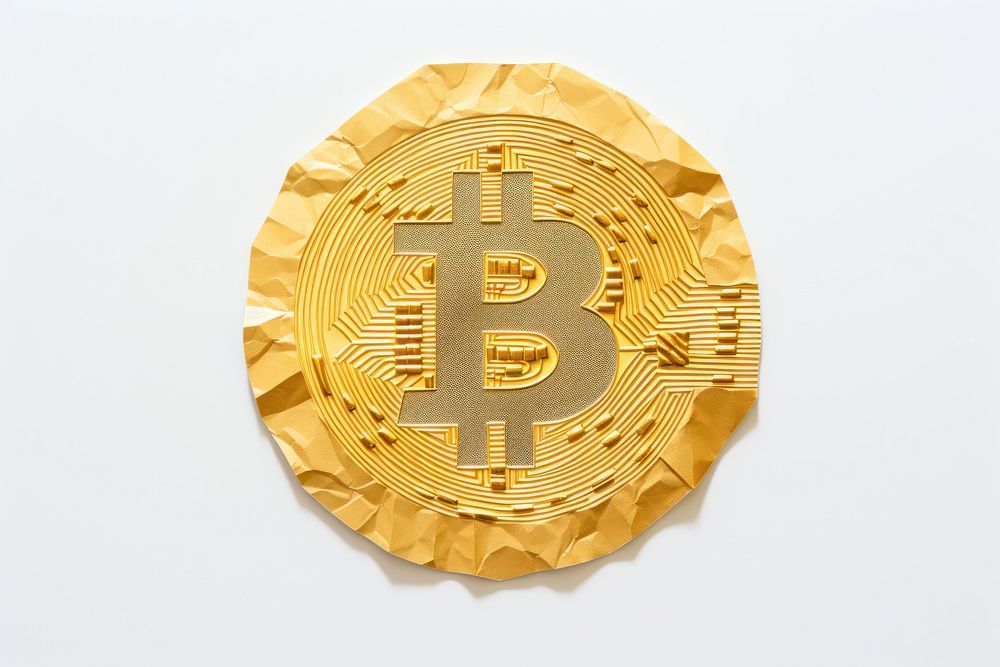 Gold bitcoin coin currency number circle. AI generated Image by rawpixel.