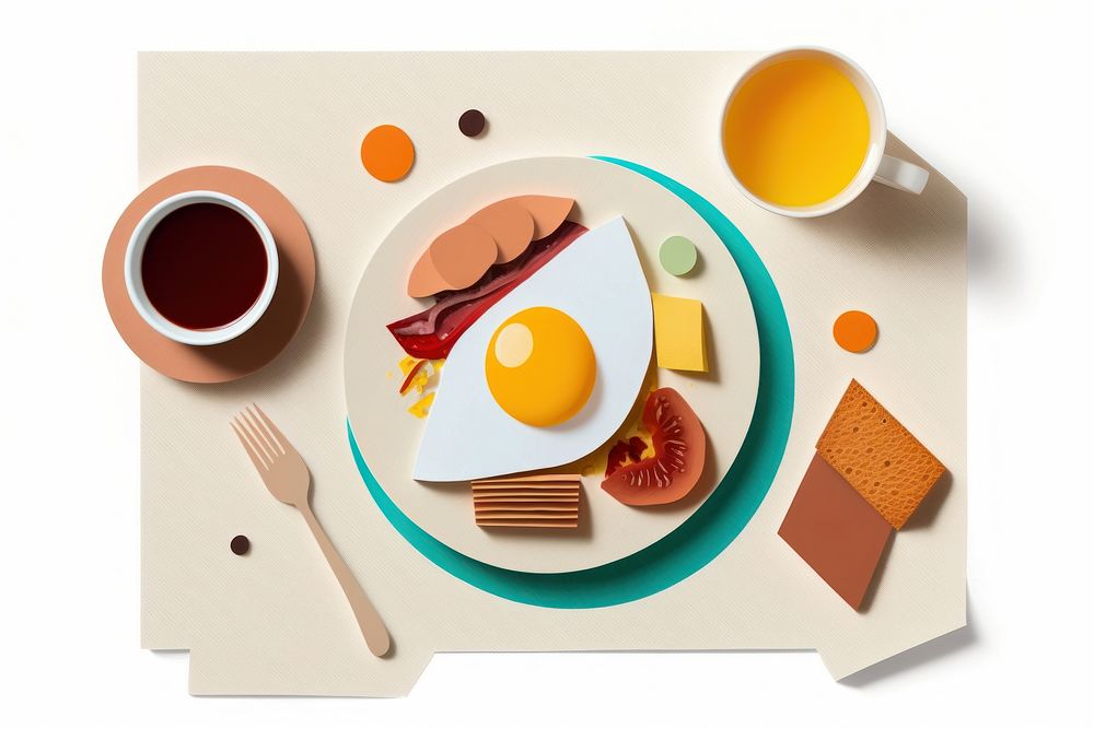 English breakfast plate food fork. AI generated Image by rawpixel.