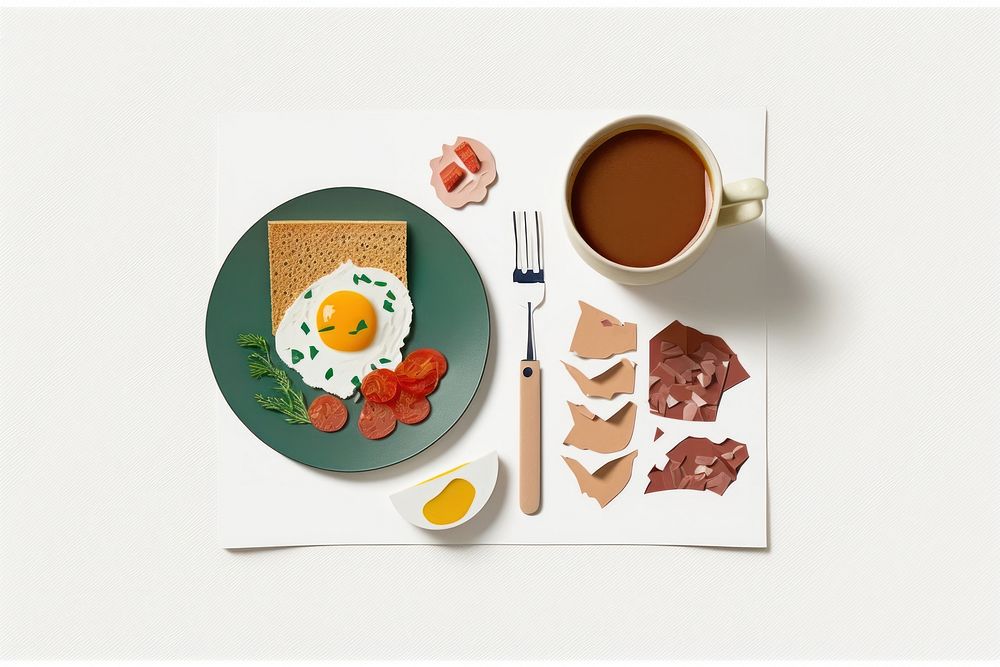English breakfast plate food fork. AI generated Image by rawpixel.