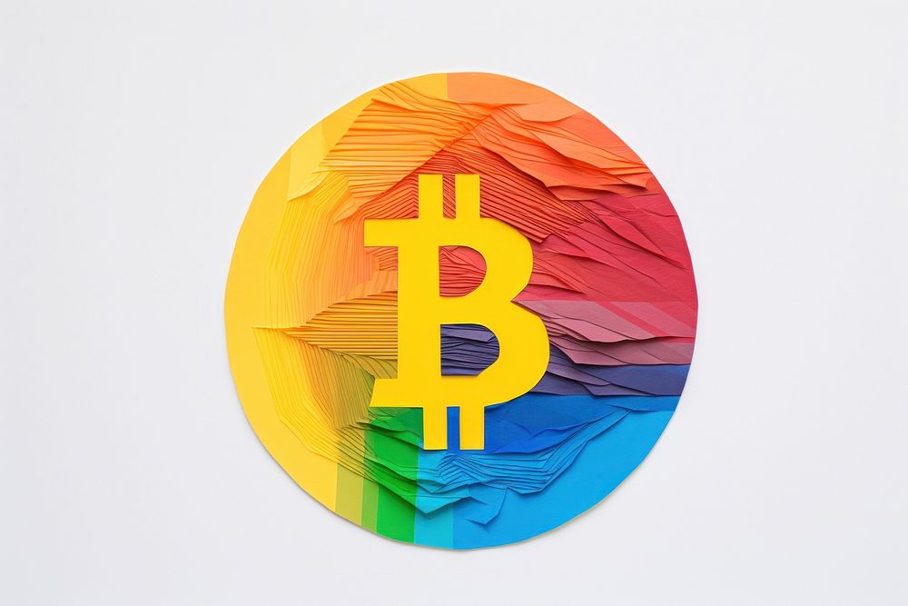 Bitcoin coin rainbow circle yellow. AI generated Image by rawpixel.