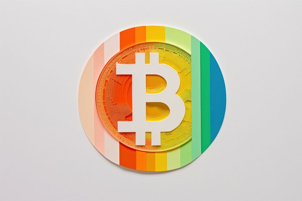 Bitcoin coin number rainbow circle. AI generated Image by rawpixel.