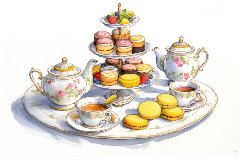 Afternoon tea party teapot food cup. AI generated Image by rawpixel.