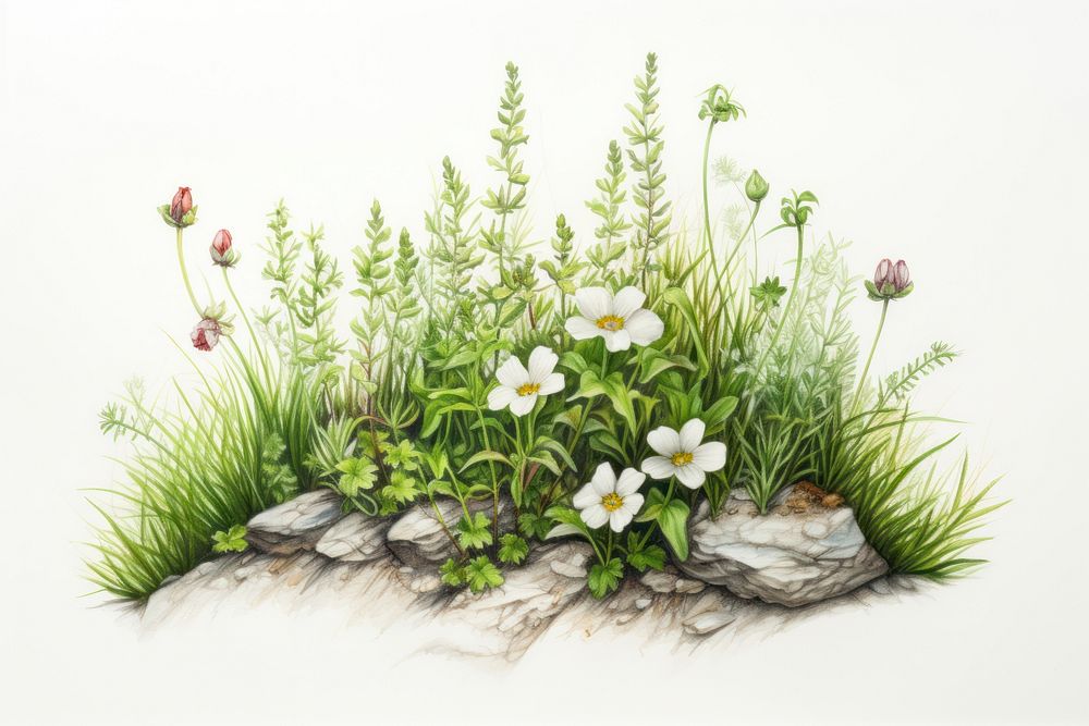 Alpines plant flower white herbs. AI generated Image by rawpixel.
