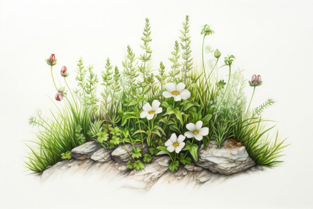 Alpines plant flower white herbs. | Premium Photo Illustration - rawpixel