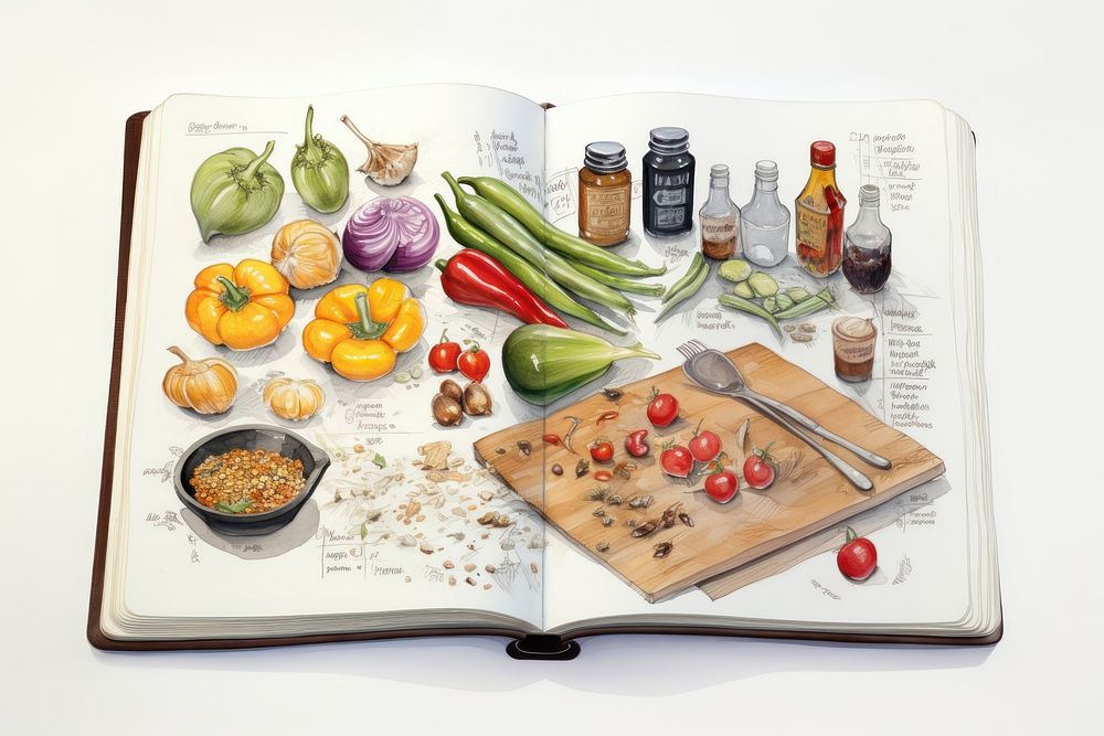 Cook book plate food publication. AI generated Image by rawpixel.