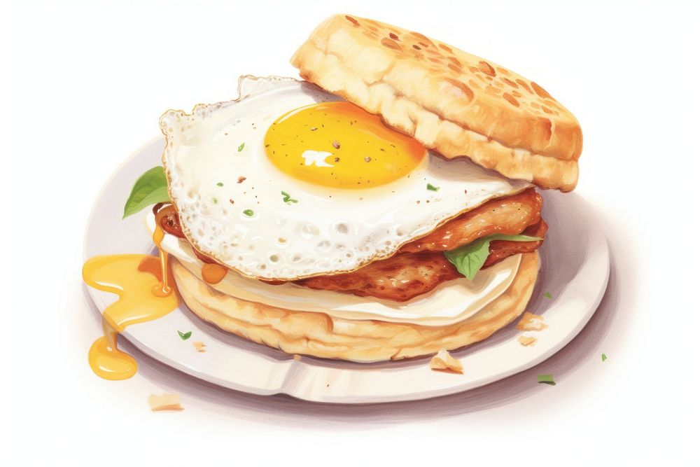 Plate egg breakfast sandwich. AI generated Image by rawpixel.
