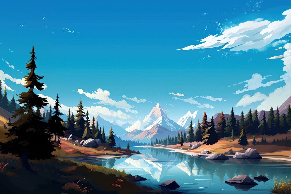 Landscape lake wilderness mountain. AI generated Image by rawpixel.