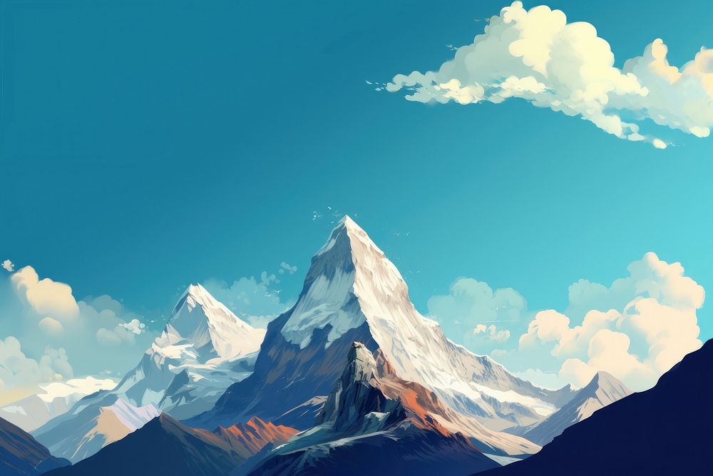 Mountain peak mountain sky landscape. AI generated Image by rawpixel.