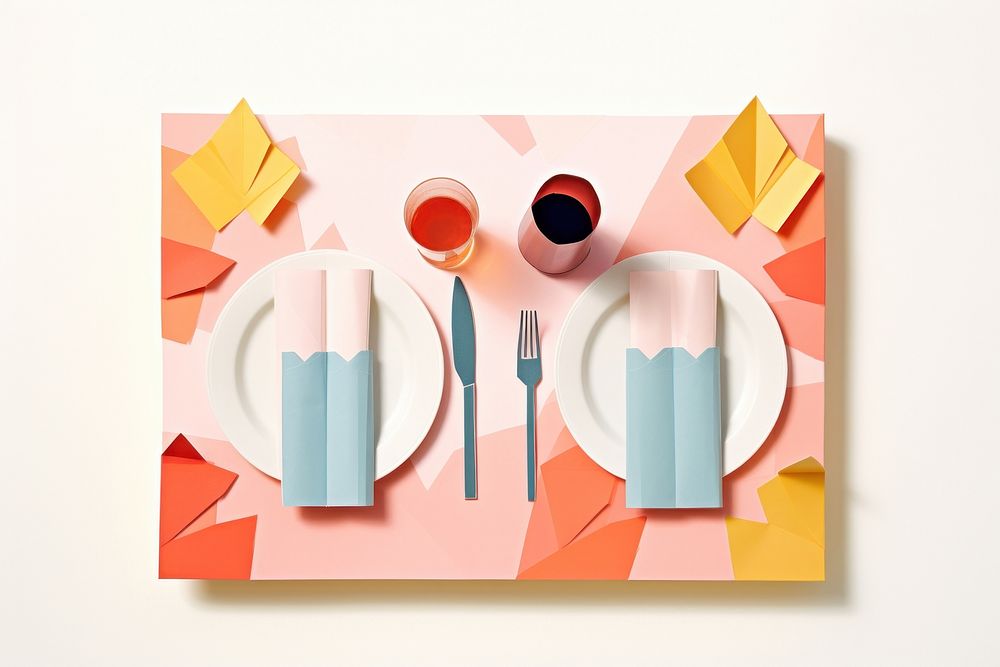 Dining table plate fork art. AI generated Image by rawpixel.