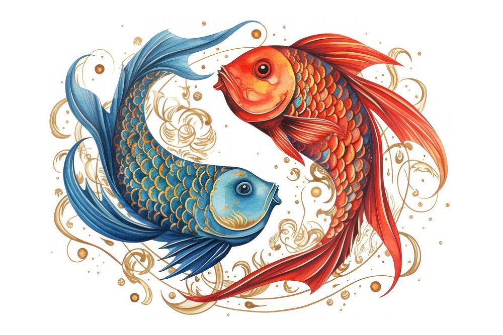 Horoscope Pisces animal fish white background. AI generated Image by rawpixel.