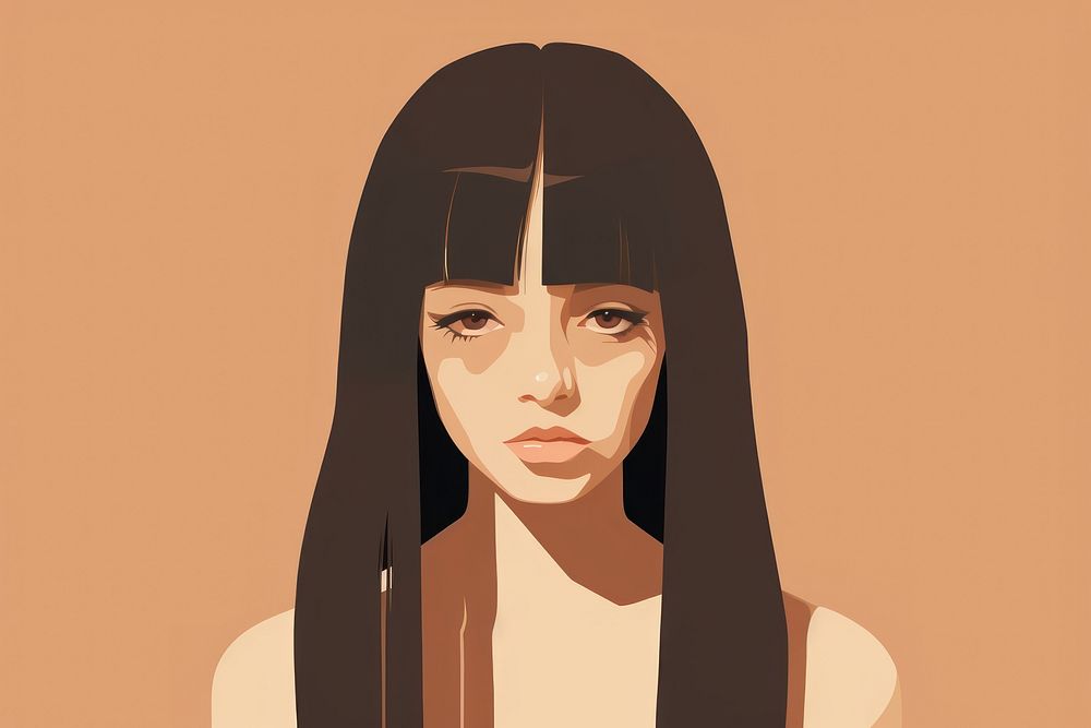 Sad girl portrait sketch adult. AI generated Image by rawpixel.