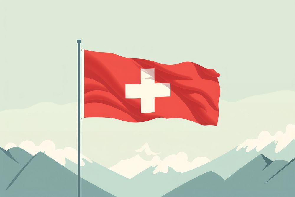 Flag of switzerland patriotism mountain outdoors.