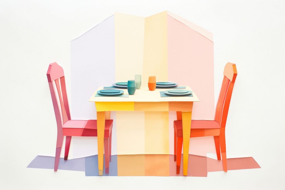 Small dining table furniture chair plate. AI generated Image by rawpixel.