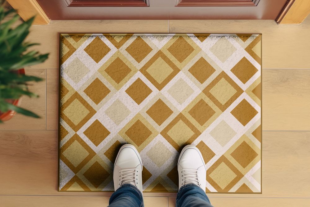 Geometric patterned welcome mat