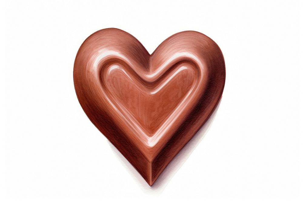 Chocolate heart shape white background. AI generated Image by rawpixel.