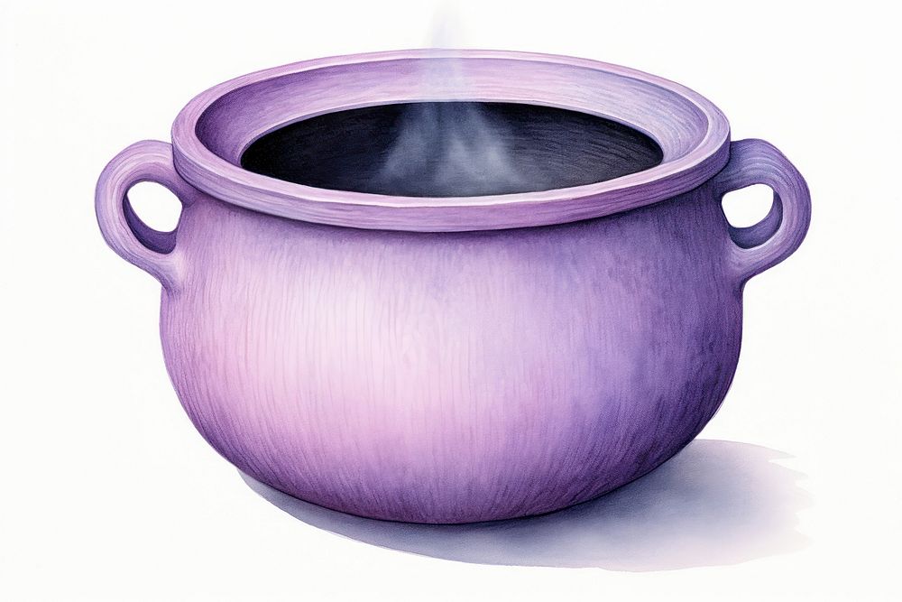 Cauldron pottery white background flowerpot. AI generated Image by rawpixel.
