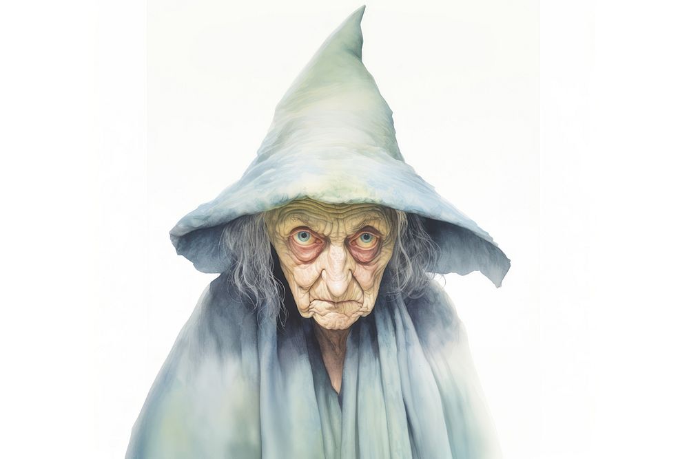 Cunning witch portrait drawing female. AI generated Image by rawpixel.