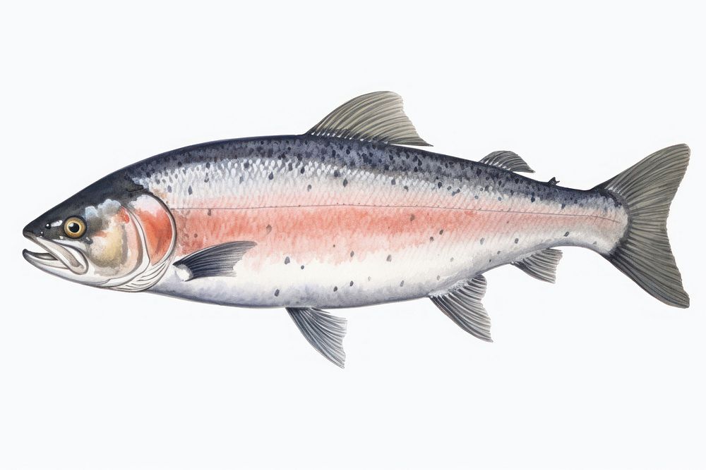 Salmon fish animal trout white background. 