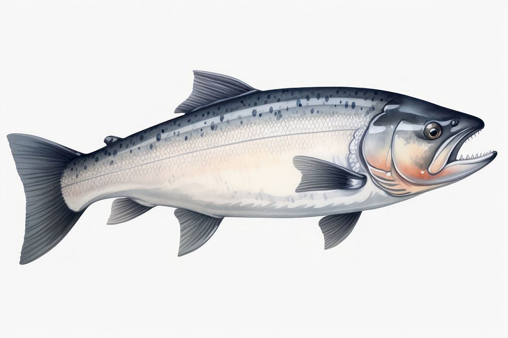 Salmon fish animal white background seafood. 